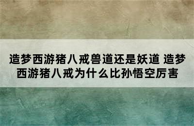 造梦西游猪八戒兽道还是妖道 造梦西游猪八戒为什么比孙悟空厉害